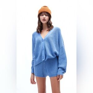 Charlie Holiday Blanche Knit Blue High Rise Shorts Size XS Women